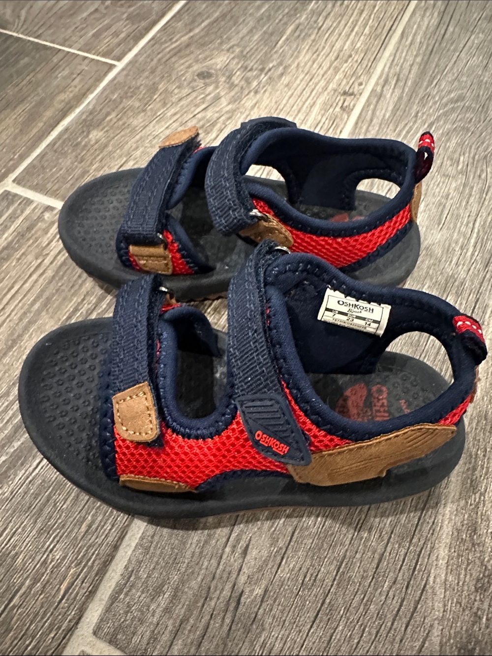 OshKosh B'gosh Navy, Red & Tan Toddler Open-Toe Sandals - Picture 3 of 6